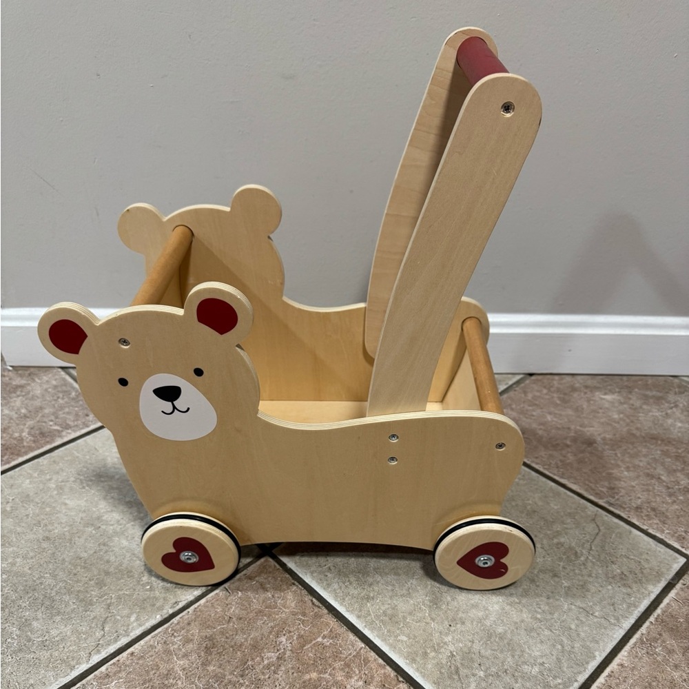 Moover Baby Doll Wooden Teddy Bear Pram Stroller